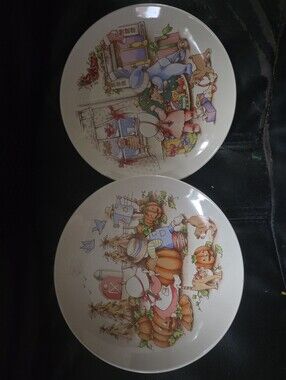 Watkins COUNTRY KIDS Collector Dessert Plate CHRISTMAS & Sharing Is Fun Lot 1991